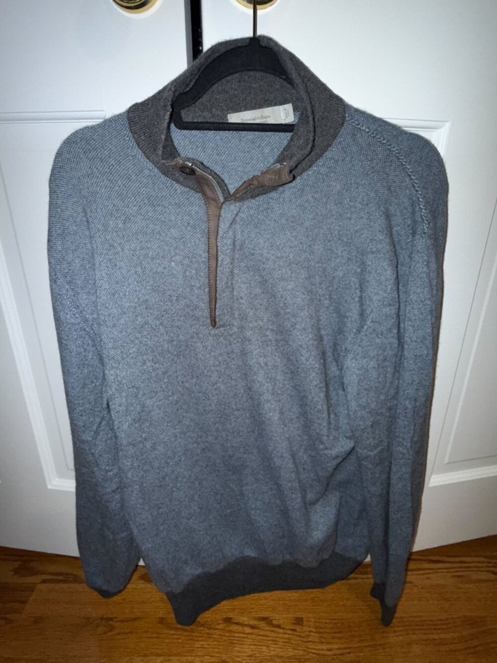 rmenegildo Zegna Premium Cashmere Quarter Zip Sweater Gray Leather Italy
